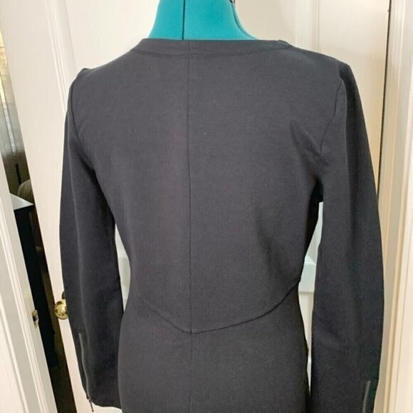 Athleta Celebration Ponte Cotton Athleisure Sporty V Neck Black Casual Dress - Picture 7 of 10